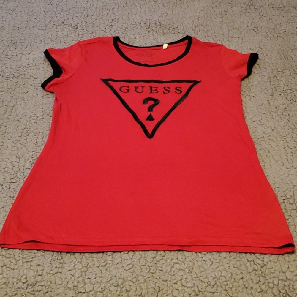 Guess Vintage Y2K / Early 2000's Red/Black Top (Size: XL) *NWOT*